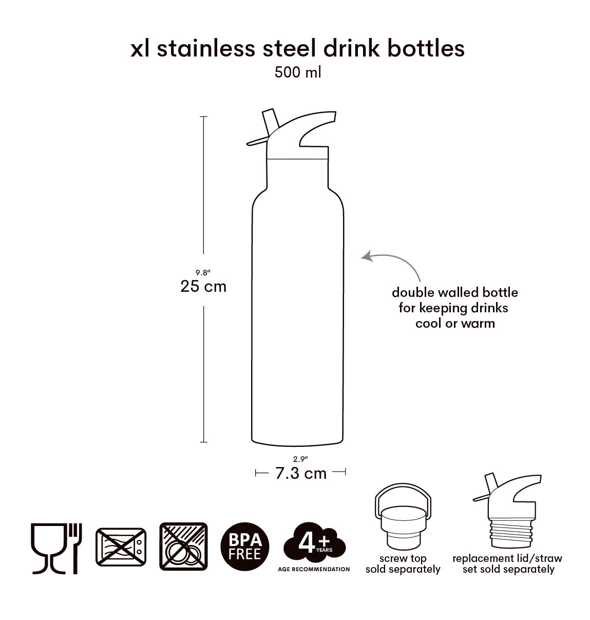 Gourde XL en inox - Amis de la forêt – vue 7 – A Little Lovely Company