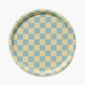 Lemon Seafoam CHECKER Round Serving Tray - 31 cm