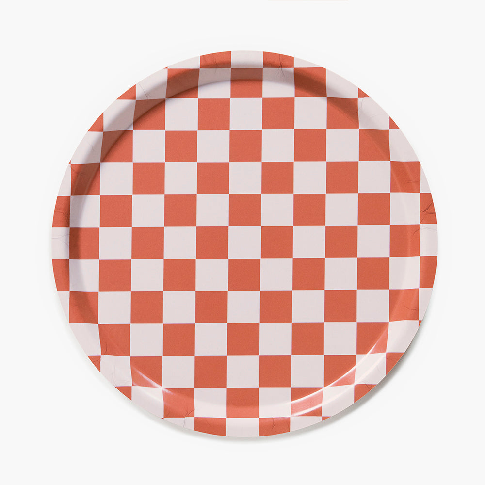 Coral Sand CHECKER Round Serving Tray - 31 cm