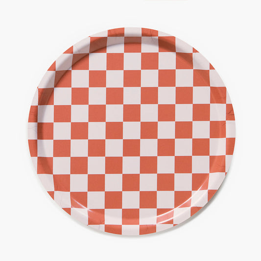 Coral Sand CHECKER Round Serving Tray - 31 cm