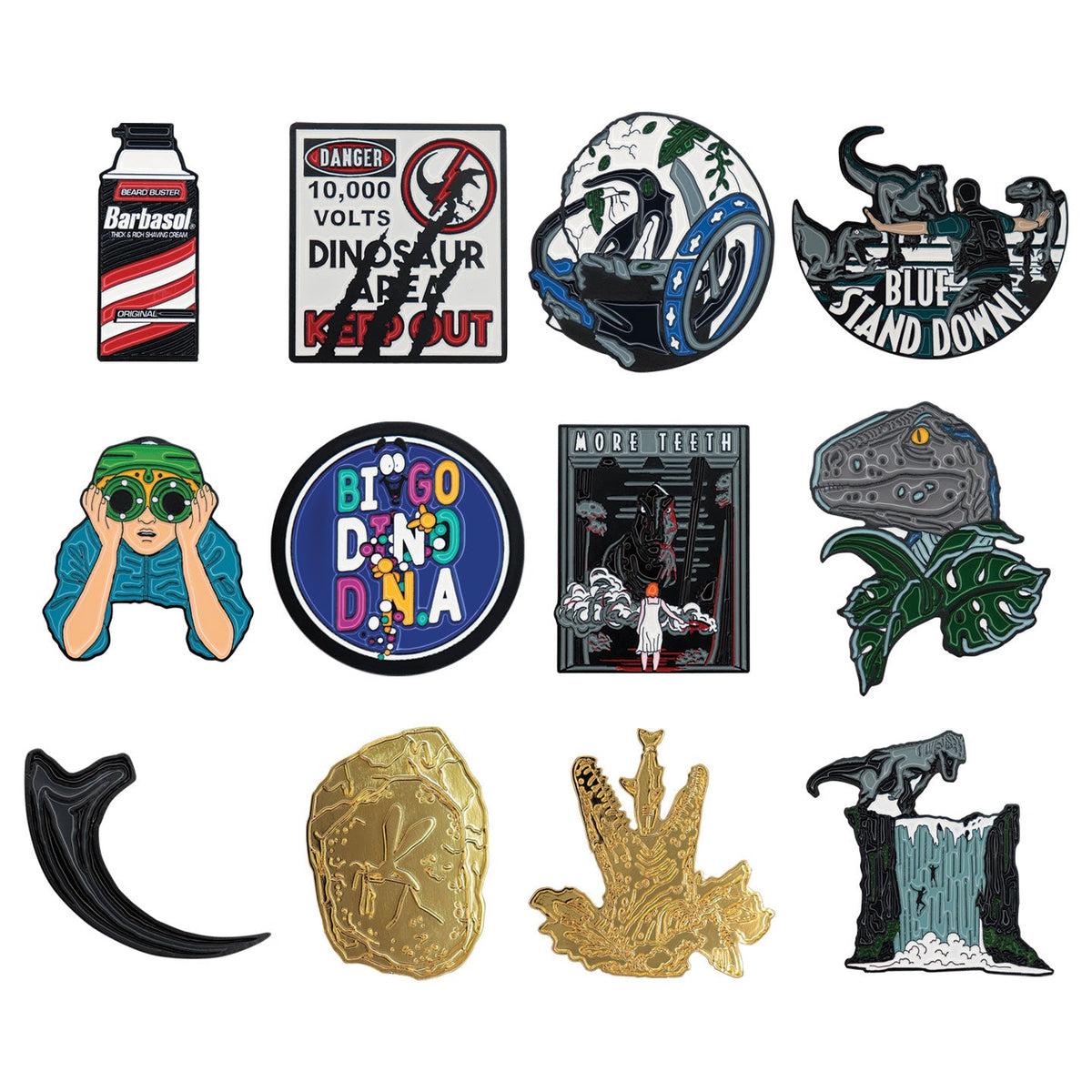 Display of 12 Jurassic Park & Jurassic World Mystery Blind Boxes