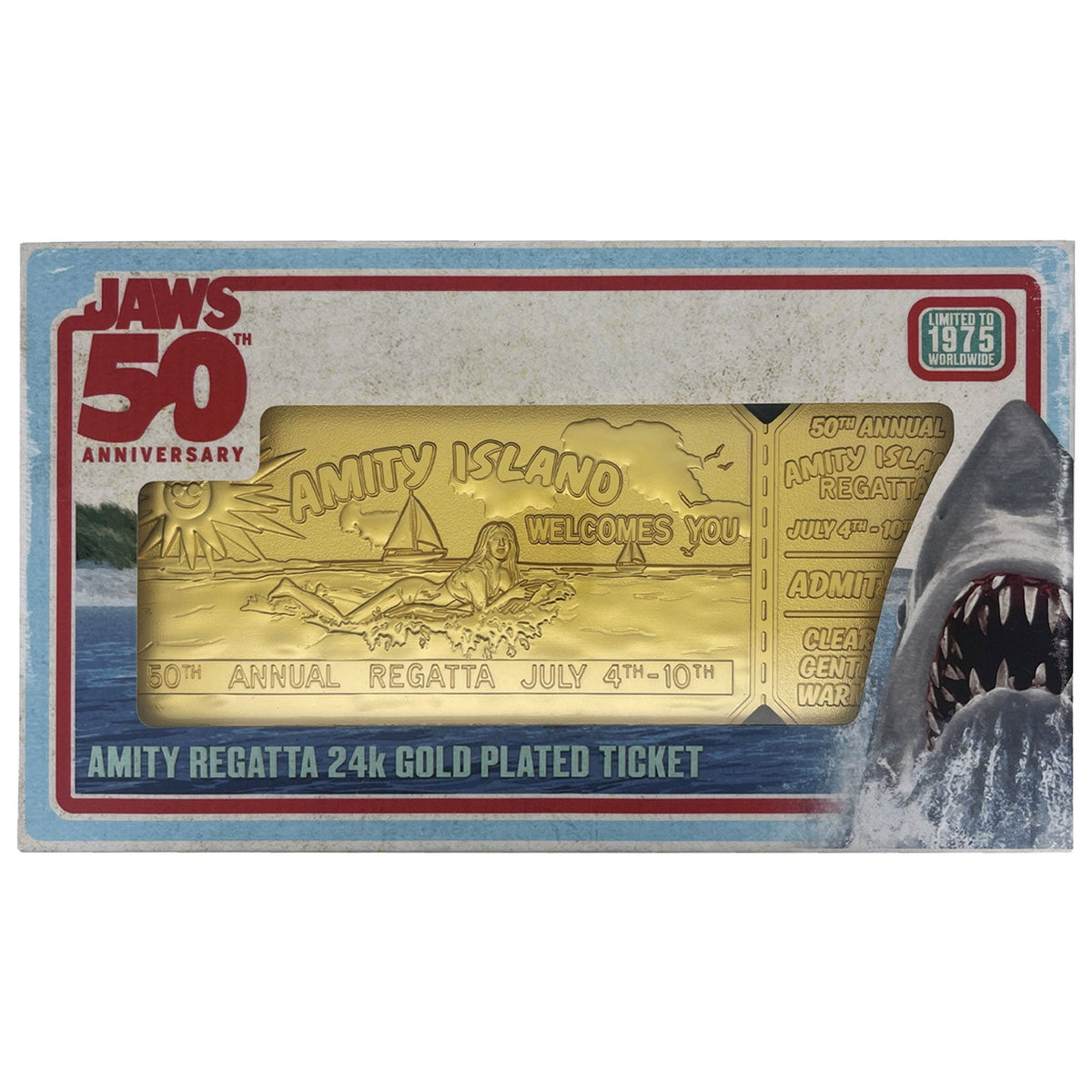 Objet collector Les Dents de la Mer - 50th Anniversary 24K Gold Plated Regatta Ticket