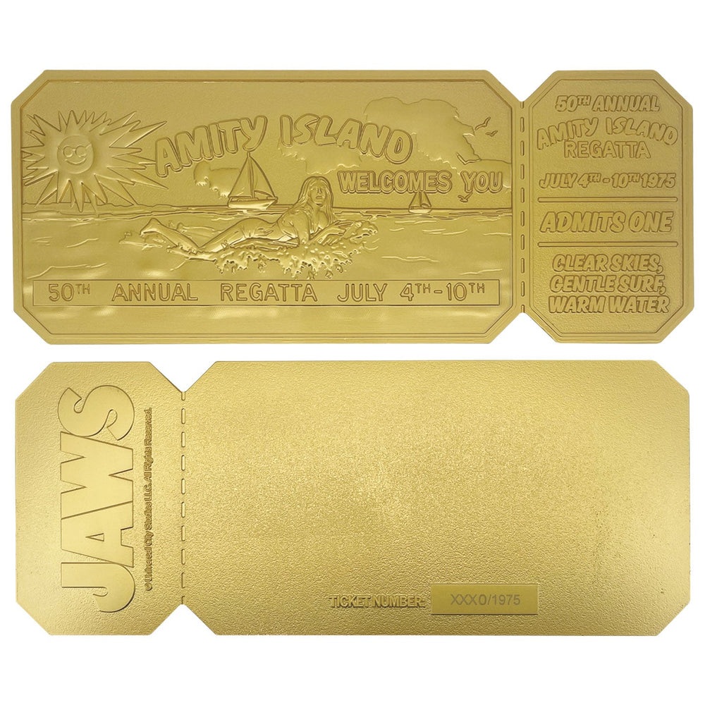 Collector's Item Jaws - 50th Anniversary 24K Gold Plated Regatta Ticket