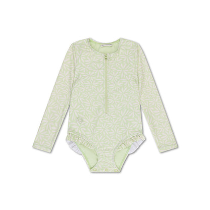 UV Swimsuit Girls With Sleeves - Green - Matcha