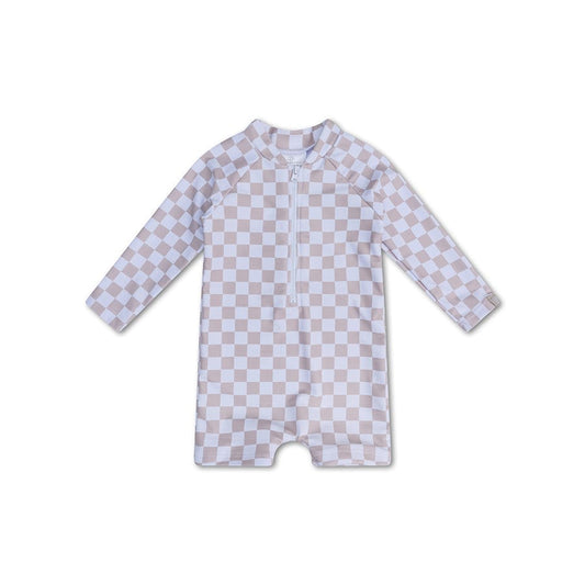 UV Swimsuit Boys - Beige/White - Checkmate