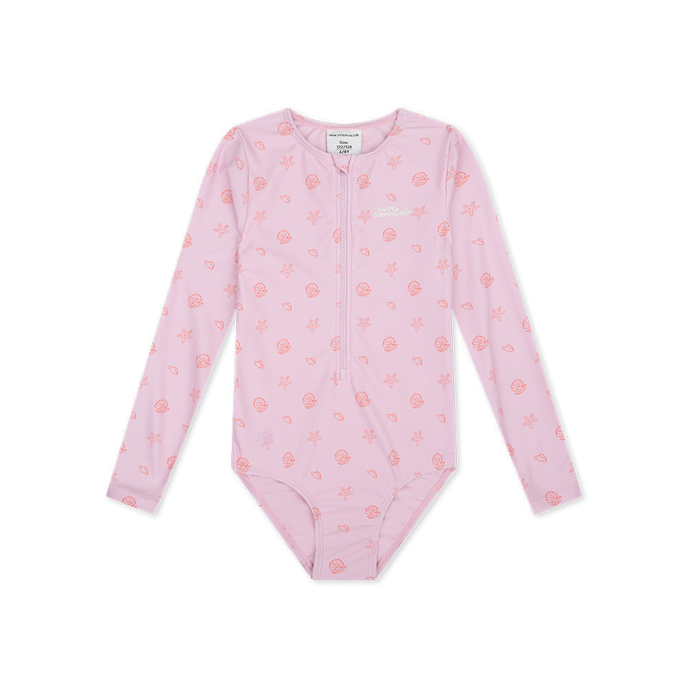 UV Swimsuit Girls With Long Sleeves - Pink - Shell Tastic
