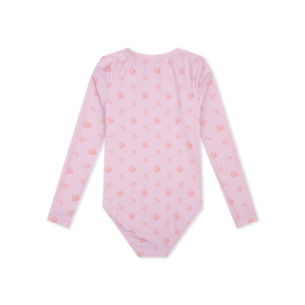 UV Swimsuit Girls With Long Sleeves - Pink - Shell Tastic