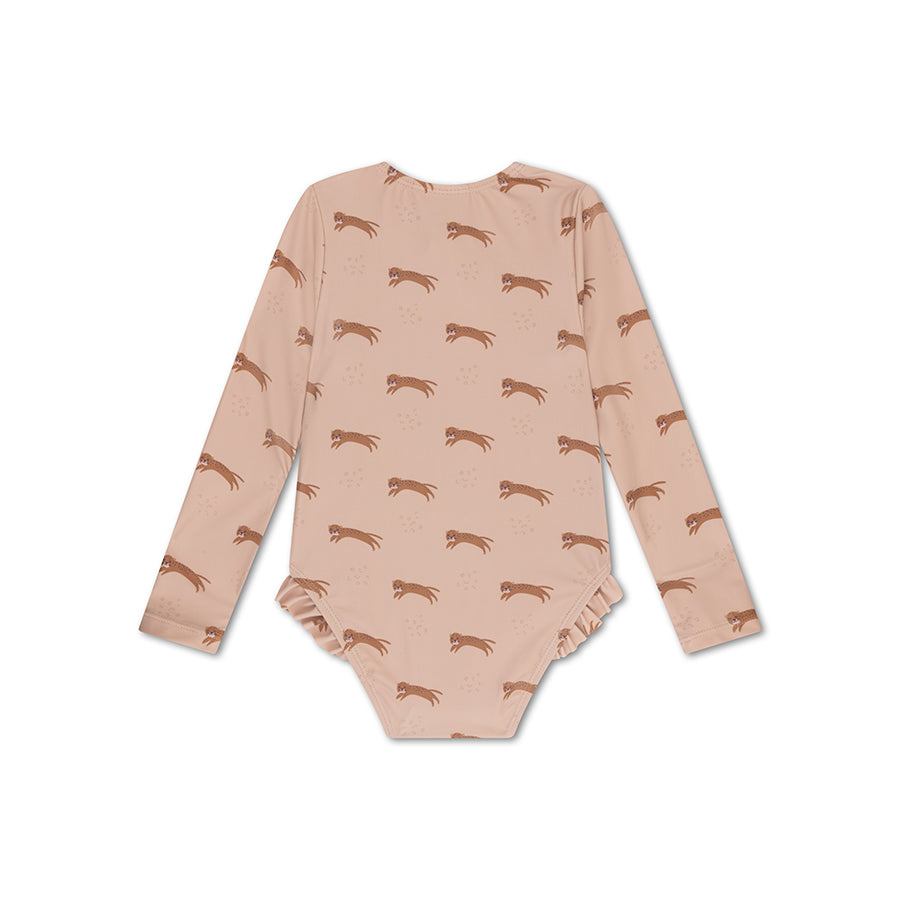 UV Swimsuit Girls With Sleeves - Brown - Roamer