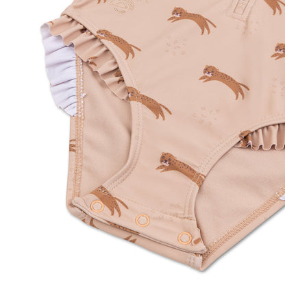 UV Swimsuit Girls With Sleeves - Brown - Roamer