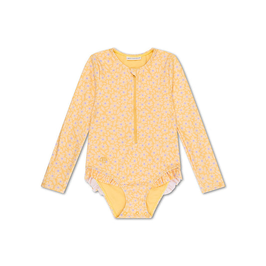 UV Swimsuit Girls With Sleeves - Yellow - Florish