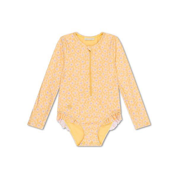 UV Swimsuit Girls With Sleeves - Yellow - Florish