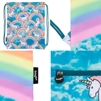 Personalized Drawstring Bag - Unicorn Clouds