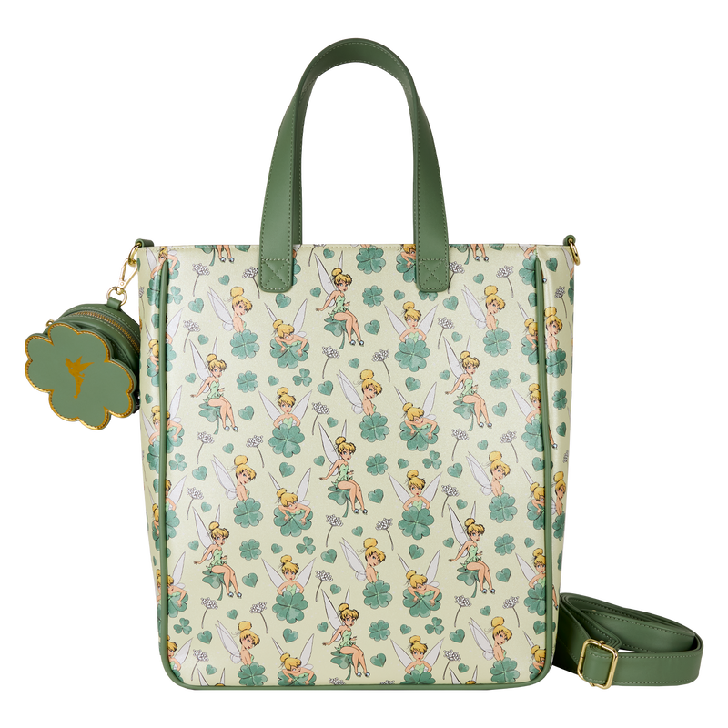 Sac Fourre-tout à Imprimé Peter Pan, Fée Clochette et Trèfle, avec Porte-monnaie