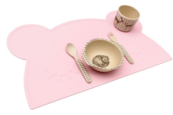 Set de Table en Silicone Ours Powder Pink