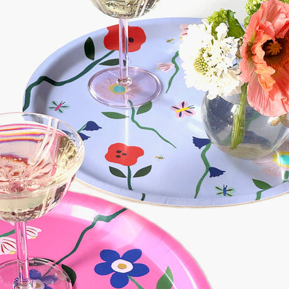 'Wildflowers' Fuchsia Round Serving Tray - 31 cm
