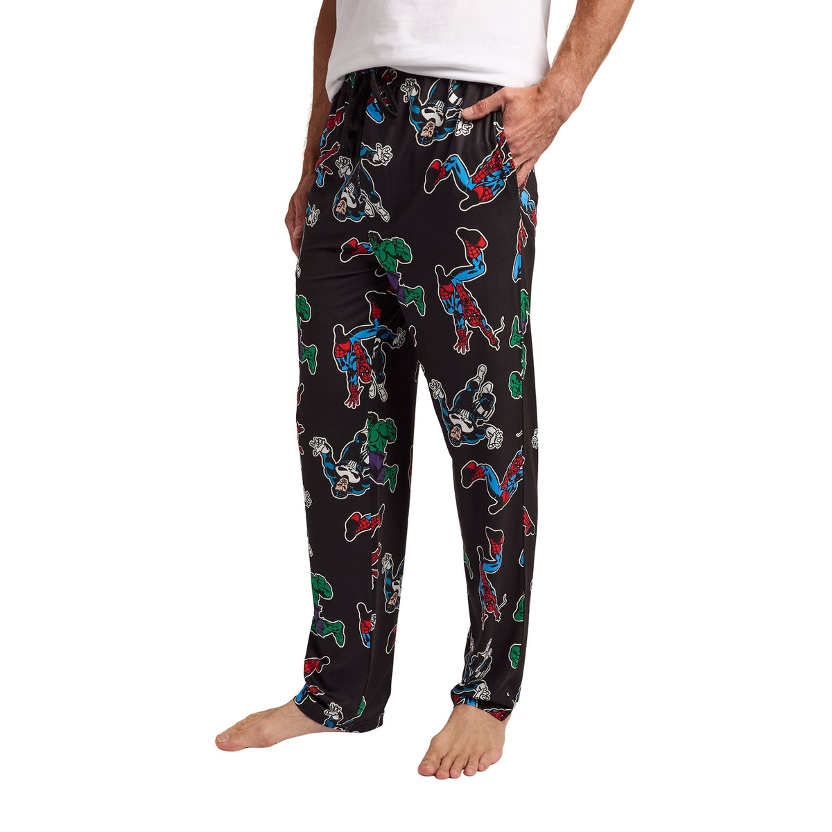 Marvel Comics Presents Spider-Man Punisher & Hulk All-Over Print Men's Black Sleep Pajama Pants