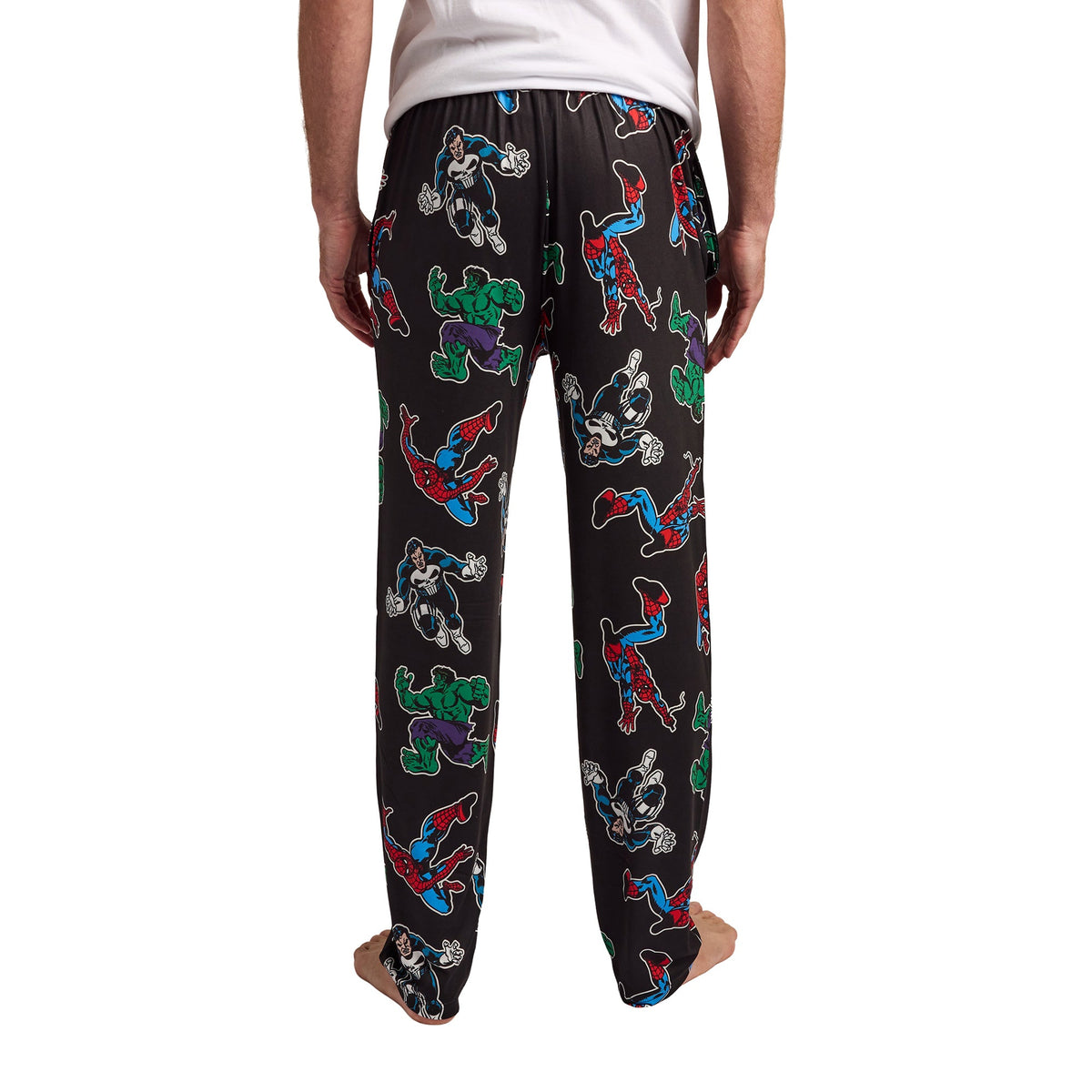 Marvel Comics Presents Spider-Man Punisher & Hulk All-Over Print Men's Black Sleep Pajama Pants