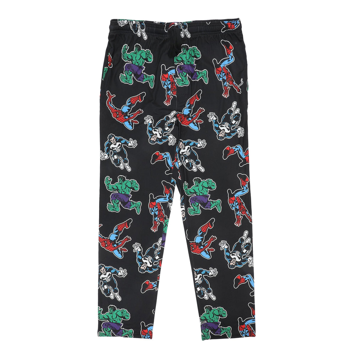 Marvel Comics Presents Spider-Man Punisher & Hulk All-Over Print Men's Black Sleep Pajama Pants