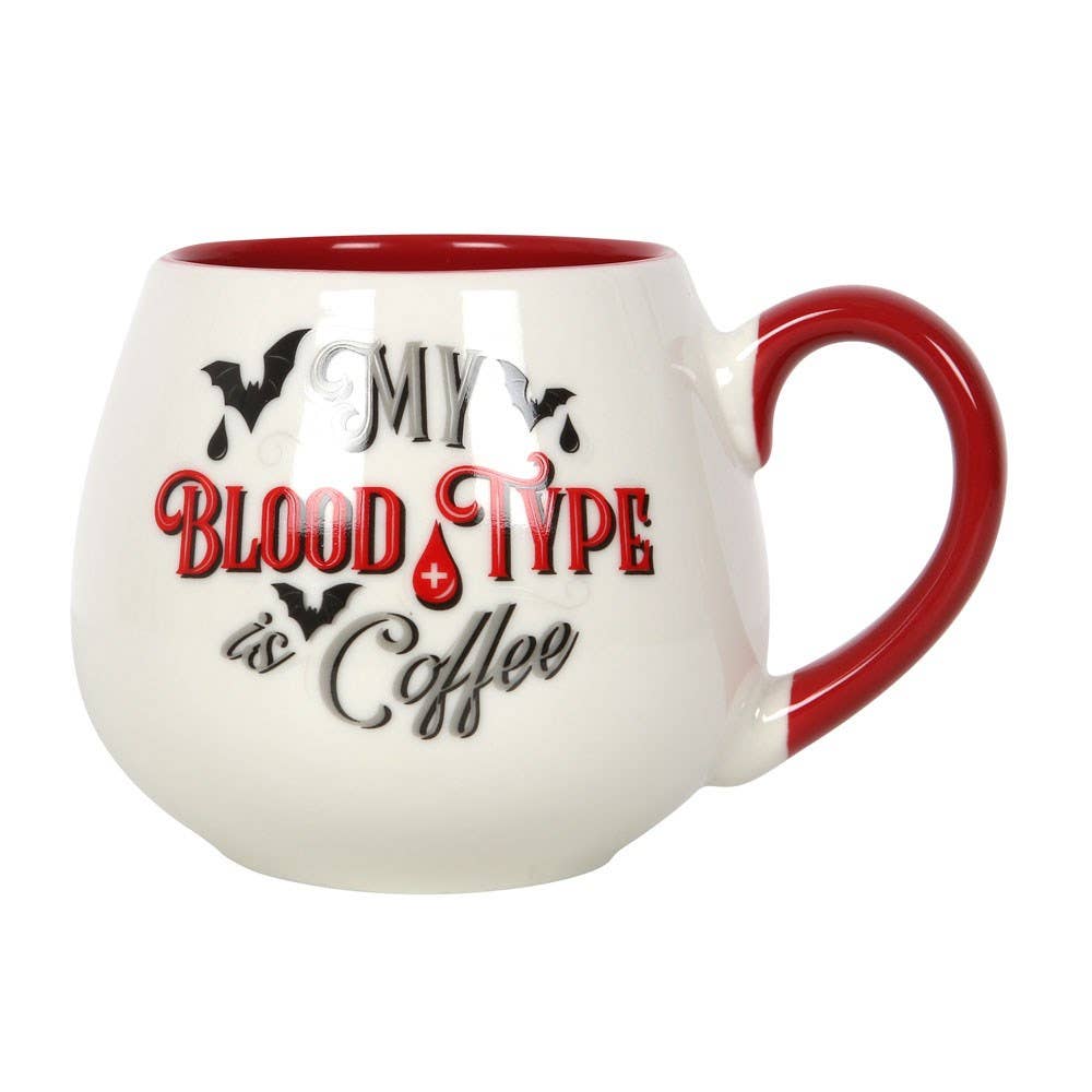 Mug rond gothique vampire « My Blood Type is Coffee » pour Halloween