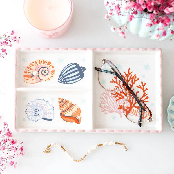 Plateau à bibelots Coquillages et Corail