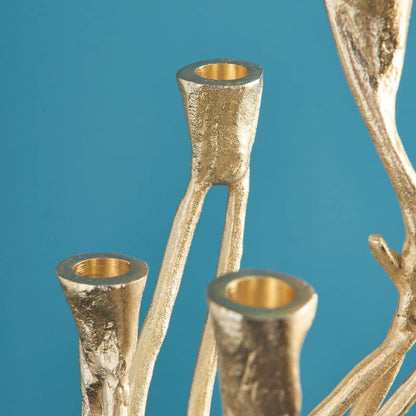 Roots candlestick, gold aluminum, 25 x 22 x 63.5 cm