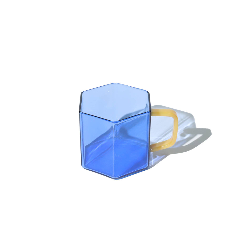 Mug en Verre Géométrique Bleu