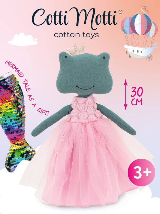 Peluche Fiona La Rana : Ensemble vêtement et queue de sirène - 29 cm