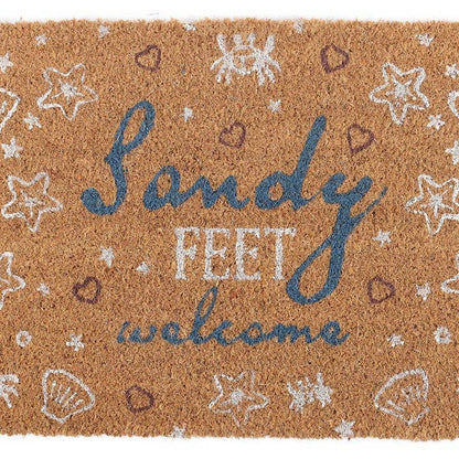 Paillasson de plage "Pieds sablonneux naturels bienvenus"