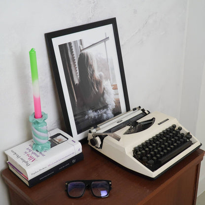 Candlestick - Toffee Candy - Ceramic - Mint/Lilac - 7.5x7.5x13 cm