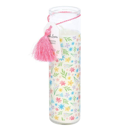 Fresh Linen Tube Candle with Spring Floral Print