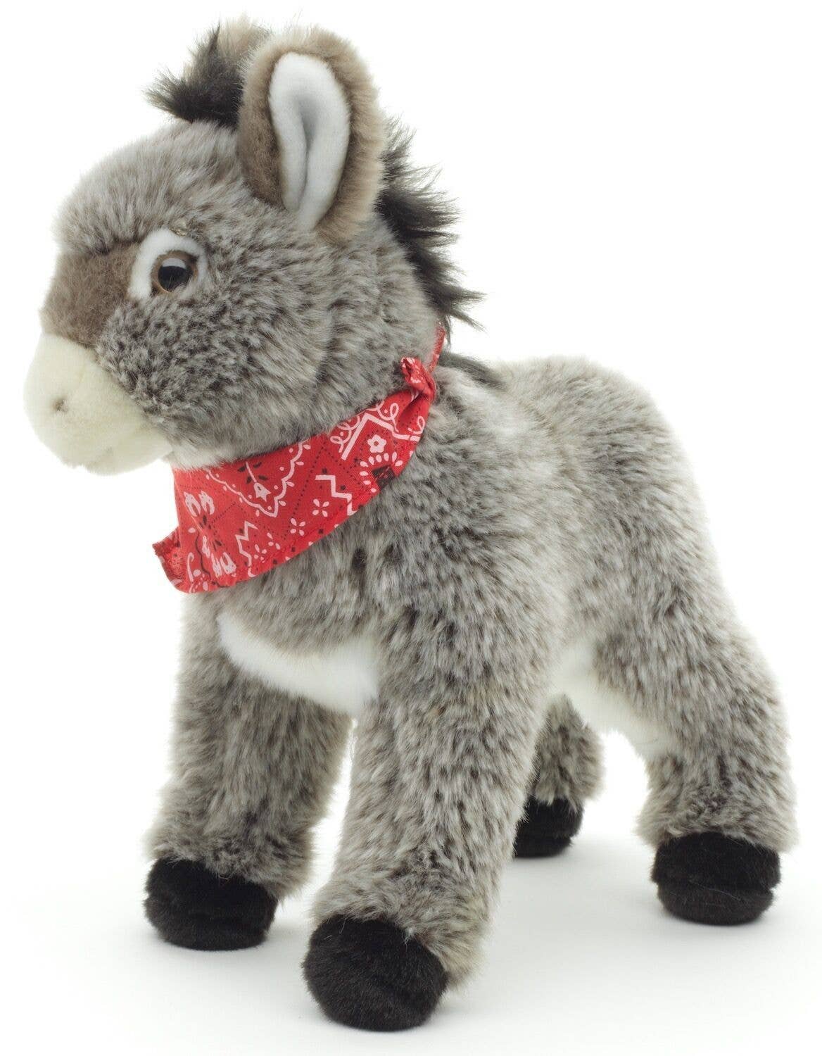 Asino con sciarpa, in piedi - peluche