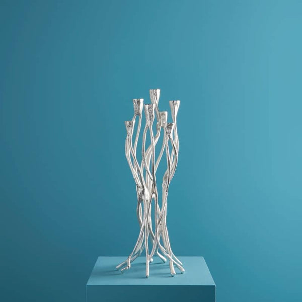 Roots Candlestick Silver, Aluminum, 25 x 22 x 63.5 cm