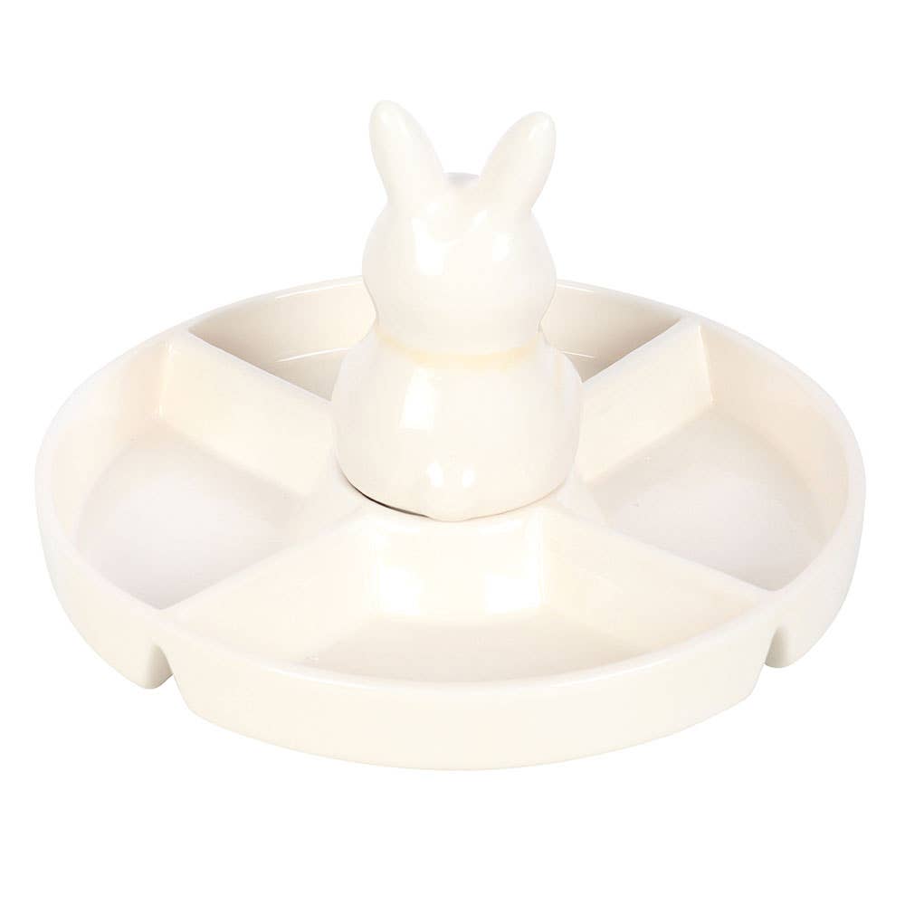 Plat de service pour collation avec compartiment pour trempette et motif de lapin de Pâques