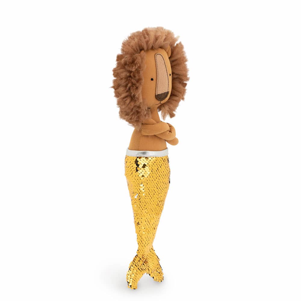 Simon the Lion plush toy: green t-shirt and mermaid tail clothing set