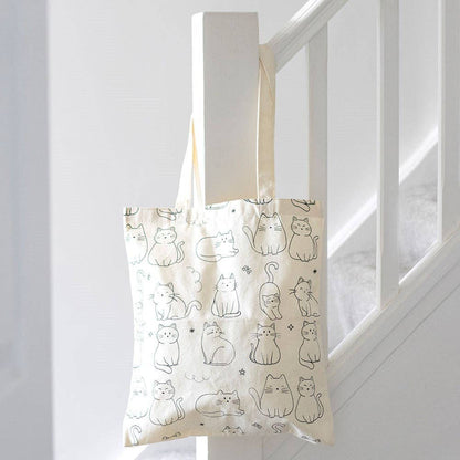 White Cats Printed Tote Bag