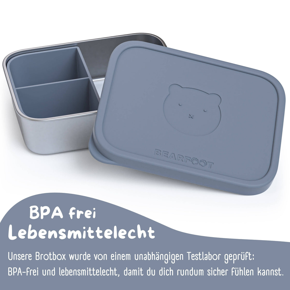 Kids' Stainless Steel Lunch Box with Silicone Insert - Blue