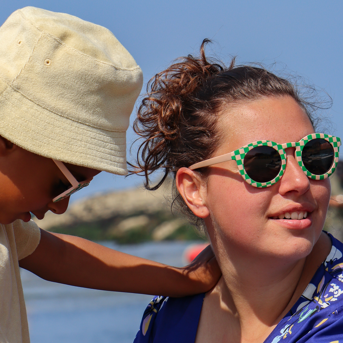 Adult Sunglasses - Green Gingham