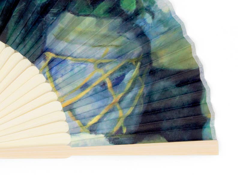 Éventail à main, Nature morte avec fleurs et fruits, Cézanne