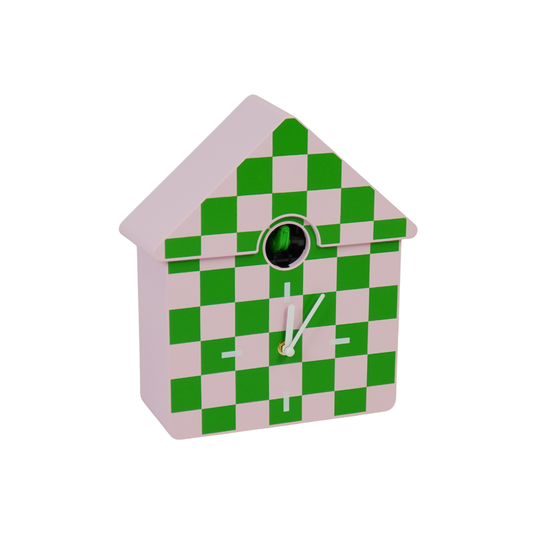 Clock - Cuckoo Wall Clock - Pattern - Green/Pink - 24x27x9cm