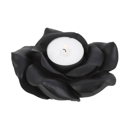 Photophore en résine en forme de rose noire