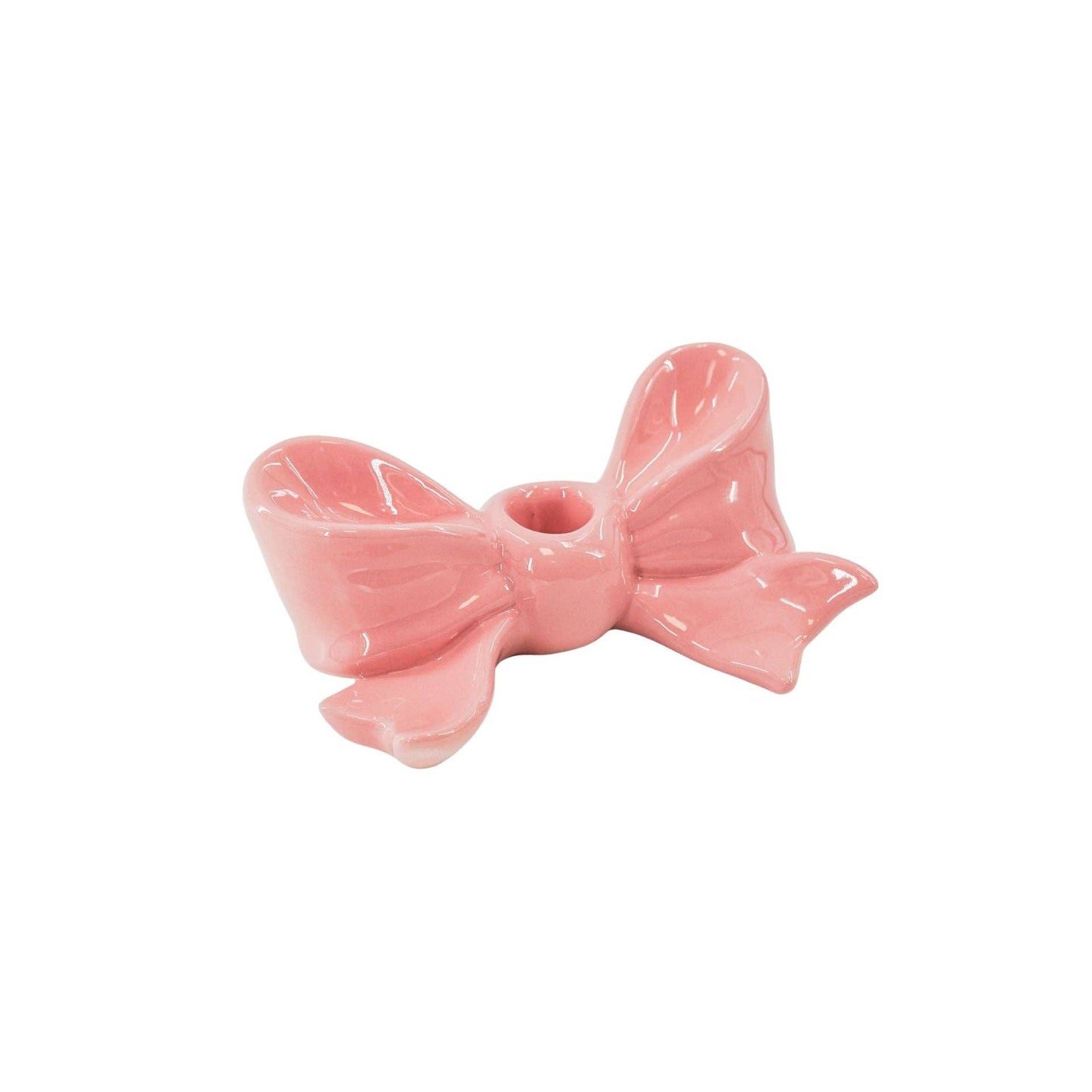 Candlestick - Knot - Ceramic - Pink - 18x9x7 cm