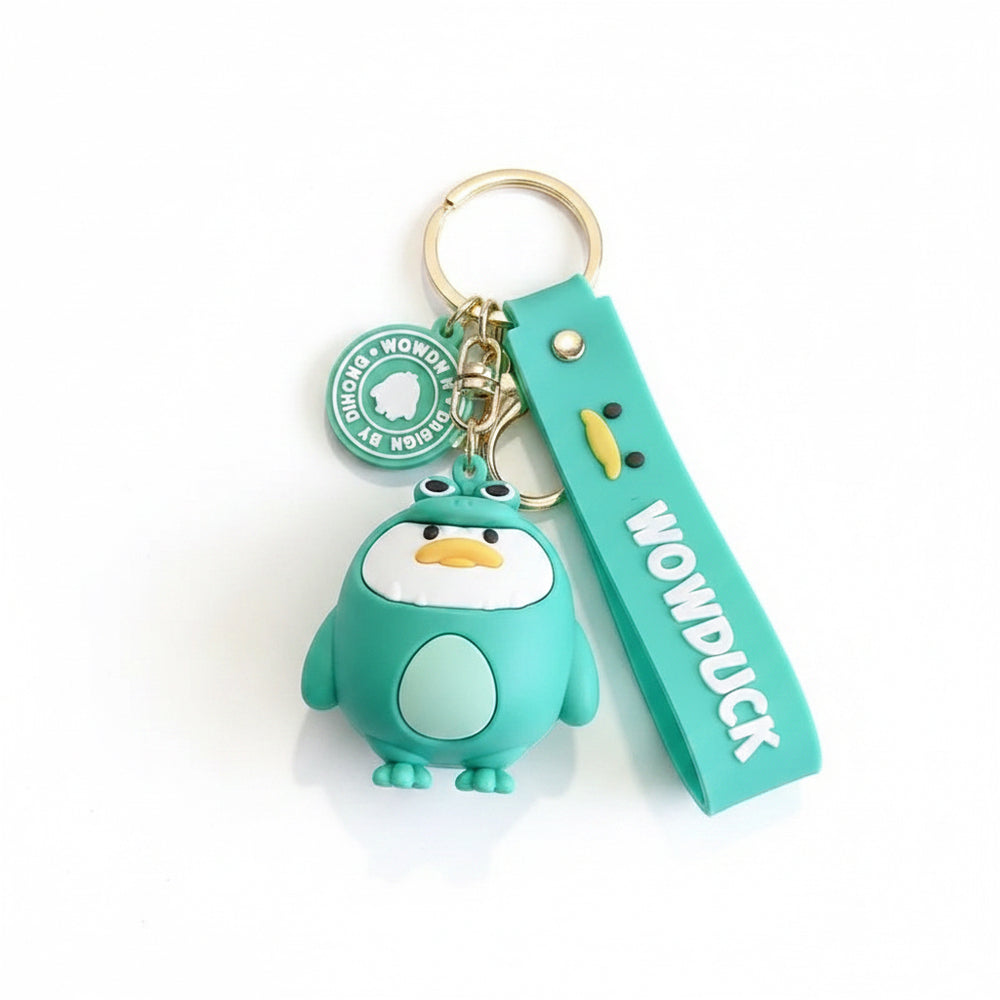 Green Dinosaur-Costume Duck Keychain – Resin and PVC