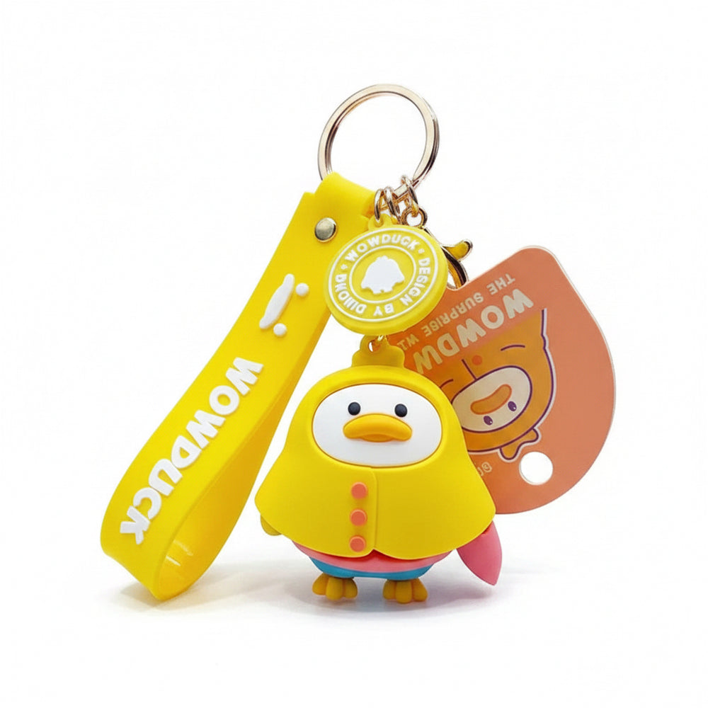 Portachiavi papera con impermeabile giallo – resina e PVC
