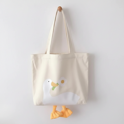 Duck Flower Beige Tote Bag