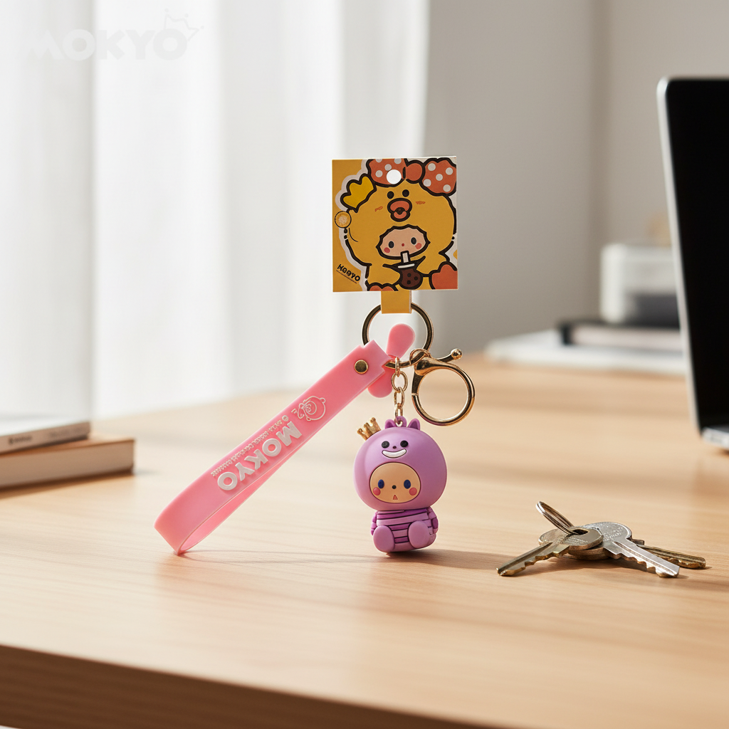 Purple Cat Monkey Keychain