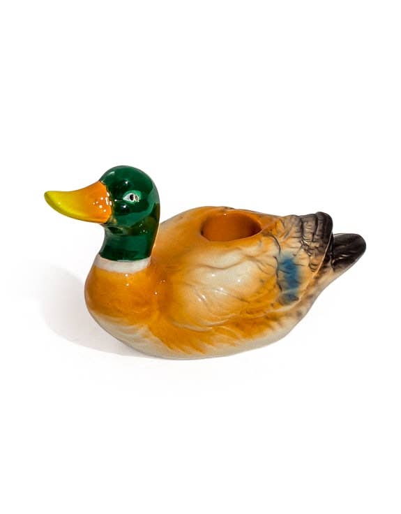 Mallard duck ceramic candle holder