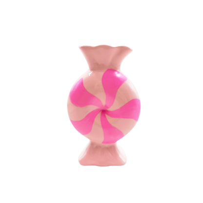 Flower Vase - Caramel Candy - Ceramic - Red/White - 12x6.5x20cm