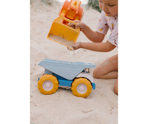 Blue dump truck