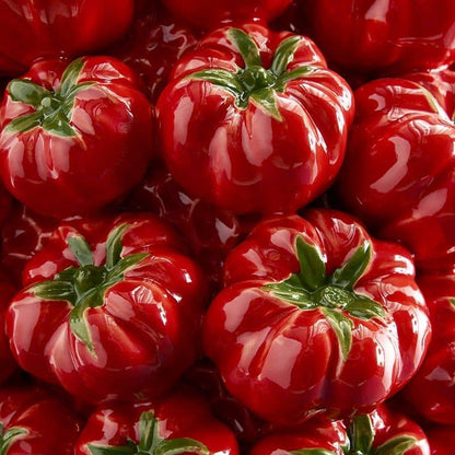Tomato Vase, Red Stoneware, 33.5 x 32 x 33 cm Handmade
