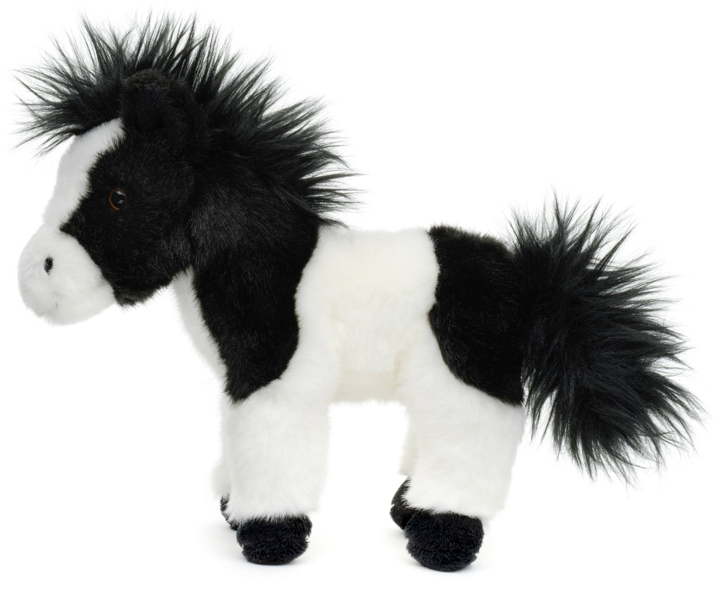 Peluche cheval noir et blanc debout Uni Toys